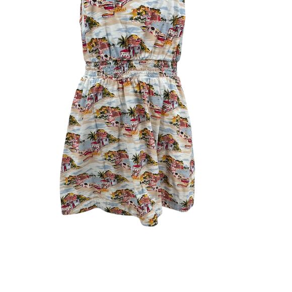 Boden Smocked Waist Mini Dress Paradise Bay Beach Print White Size US 12R - Picture 6 of 13